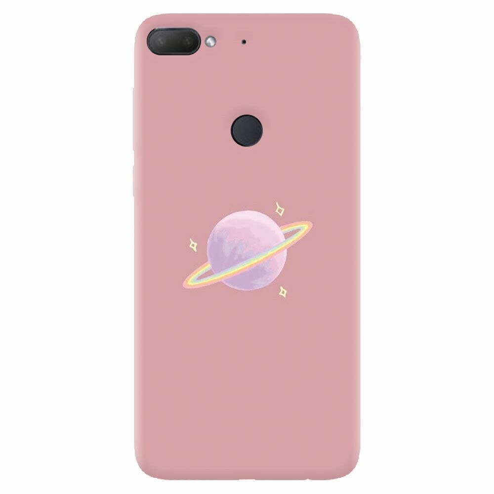Husa silicon pentru Htc Desire 12 Plus, Saturn On Pink