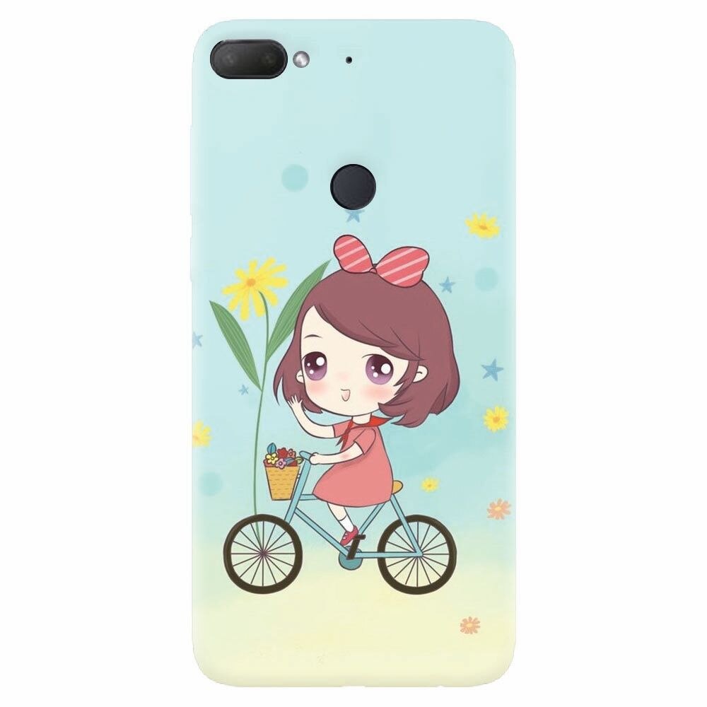Husa silicon pentru Htc Desire 12 Plus, Girl And Bike