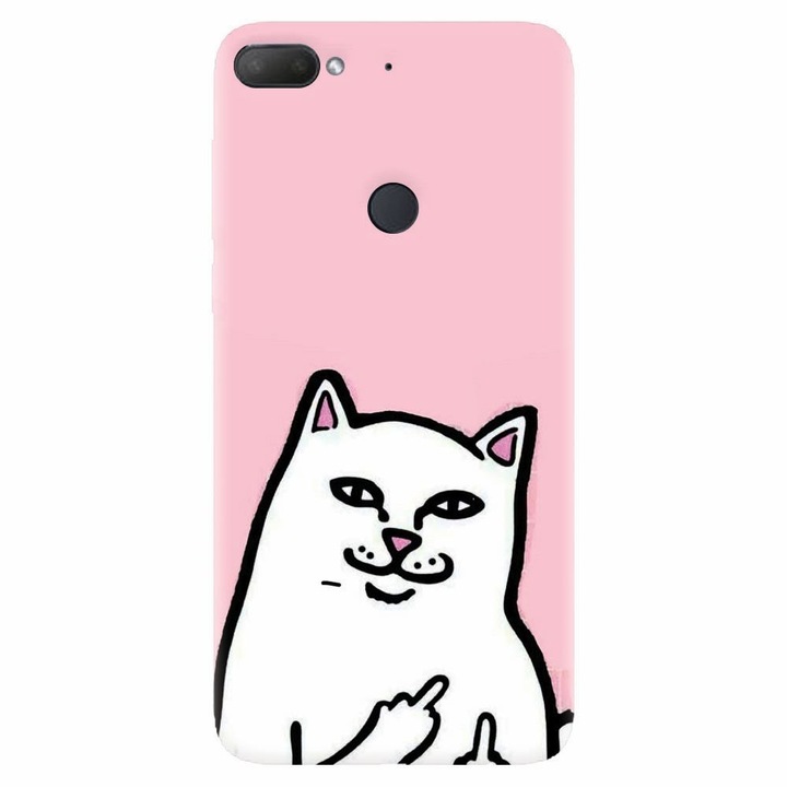 Силиконов кейс съвместим с Htc Desire 12 Plus, Бяла котка