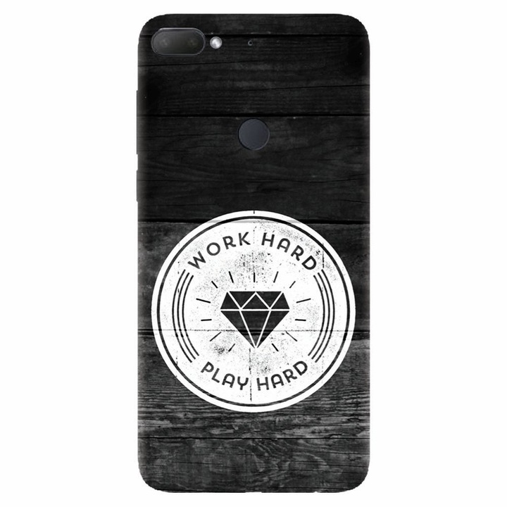 Силиконов калъф, съвместим с Htc Desire 12 Plus, Work Hard Play Hard