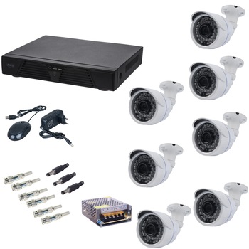 Kit supraveghere video Aku 7 camere interior/exterior Digital HD + DVR 8 canale H264 rezolutie AHD 1.3 Megapixel Kit supraveghere video Aku 7 camere interior/exterior Digital HD + DVR 8 canale H264 rezolutie AHD 1.3 Megapixel