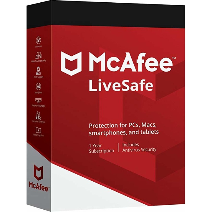 Antivirus McAfee LiveSafe Unlimited Devices, 1 Year, Licenta Electronica