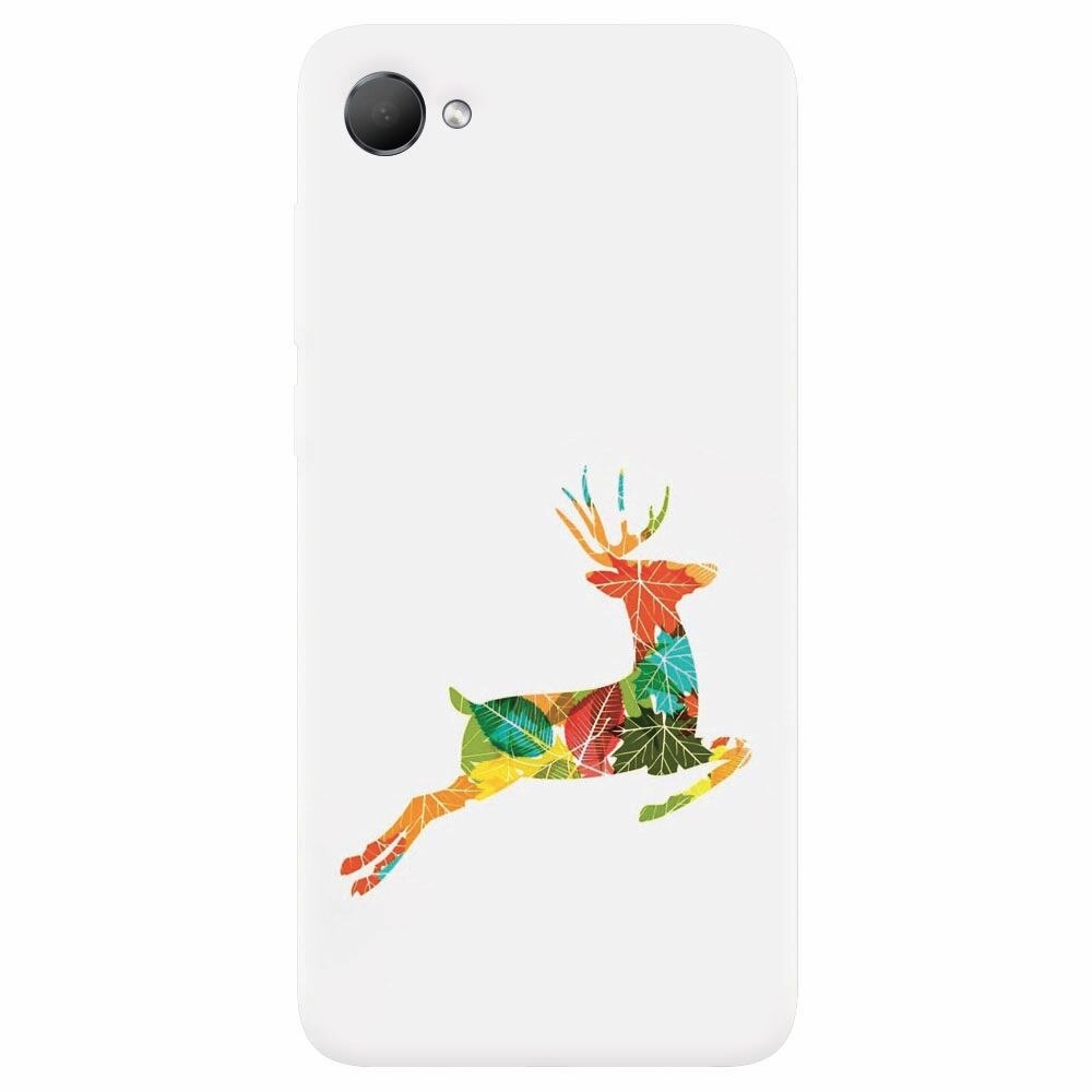 Husa silicon pentru Htc Desire 12, Colorful Reindeer Jump Illustration