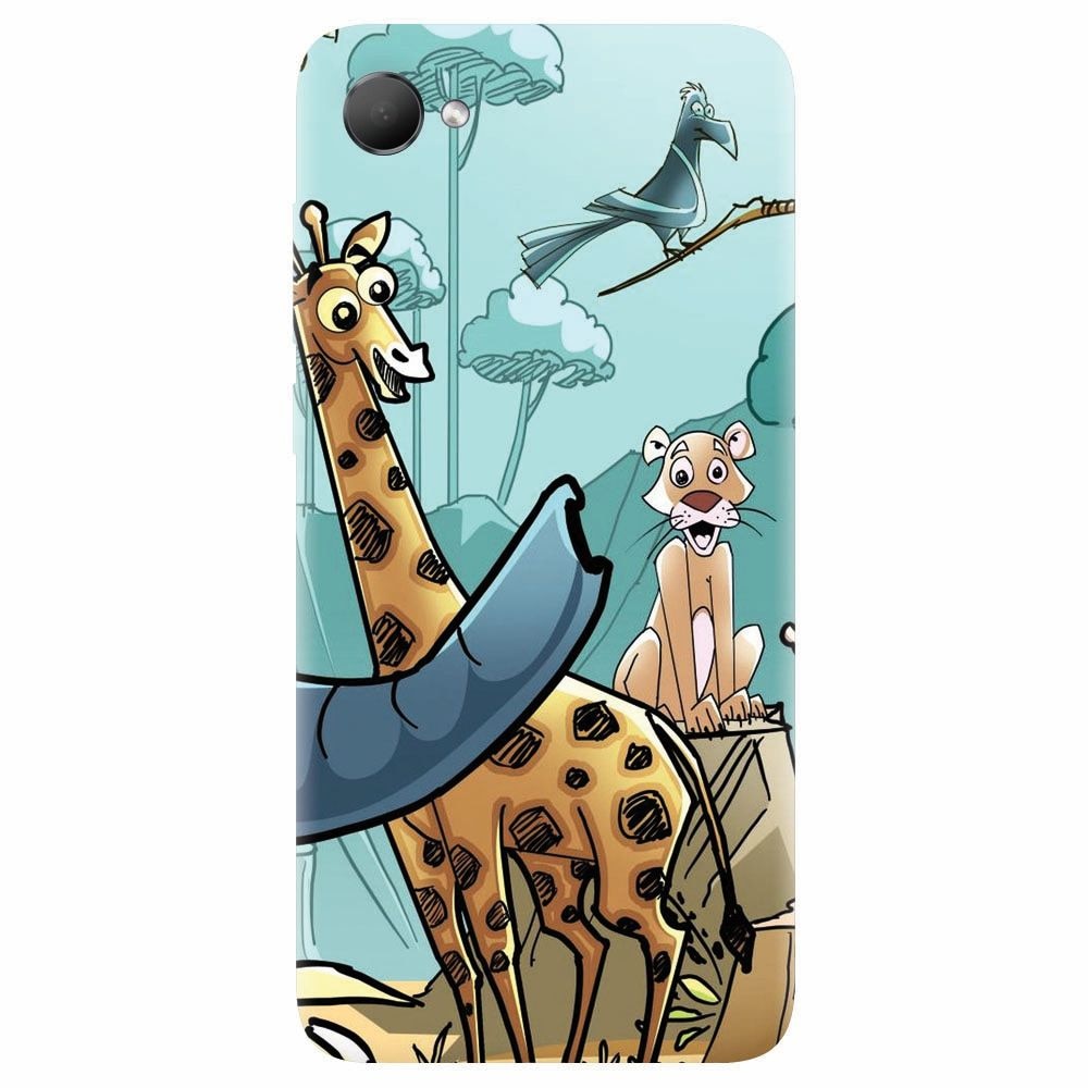 Husa silicon pentru Htc Desire 12, Children Drawings Elephants Giraffes Lions