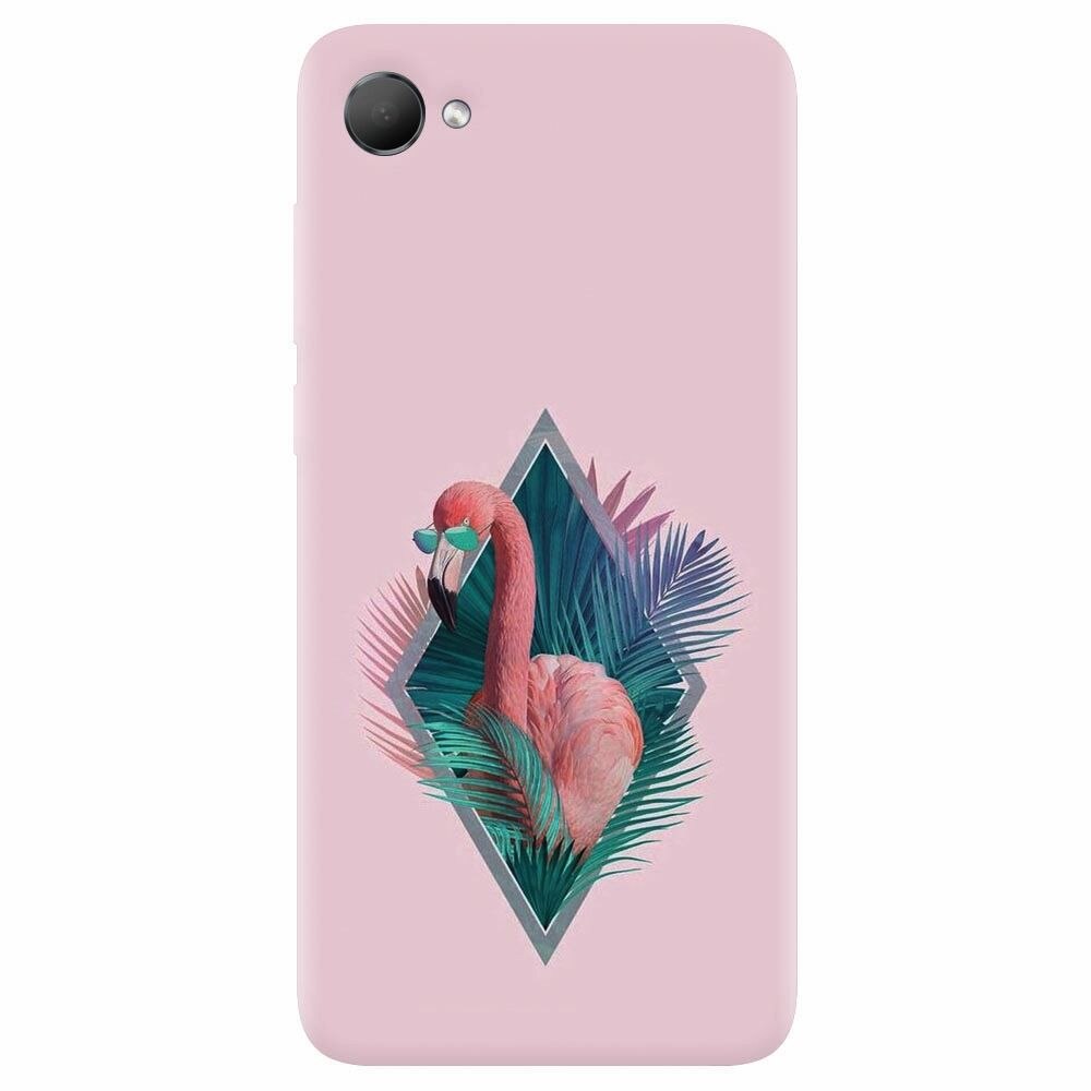 Husa silicon pentru Htc Desire 12, Flamingo With Sunglass