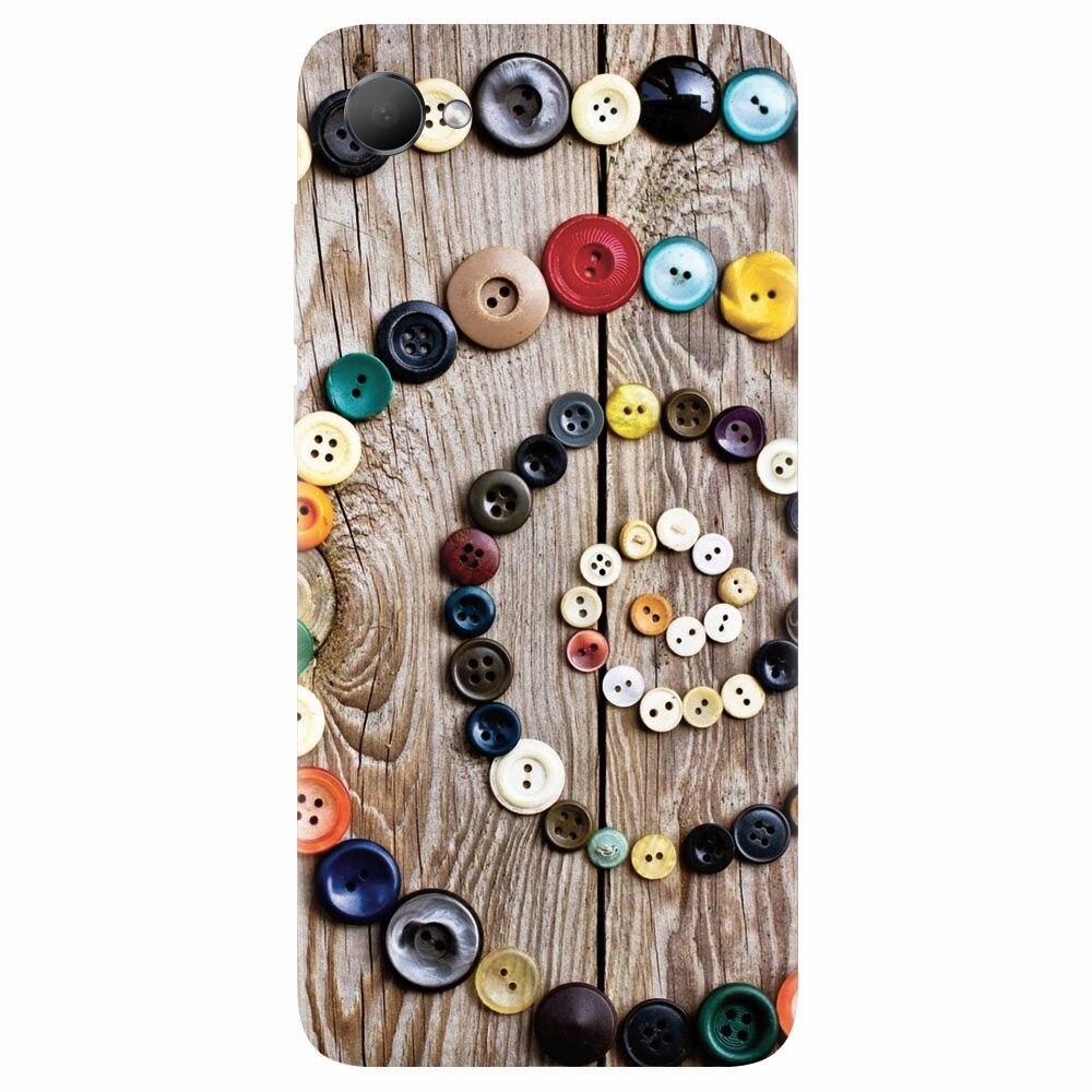 Husa silicon pentru Htc Desire 12, Colorful Buttons Spiral Wood Deck