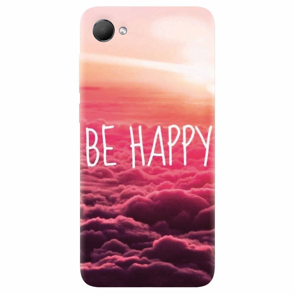 Husa silicon pentru Htc Desire 12, Be Happy Puffy Clouds