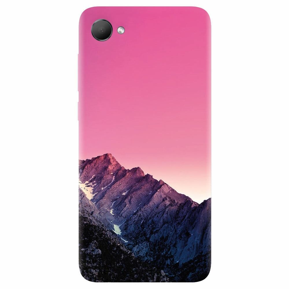 Husa silicon pentru Htc Desire 12, Mountain Peak Pink Gradient Effect