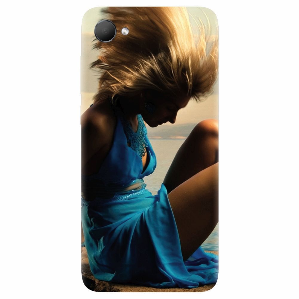 Husa silicon pentru Htc Desire 12, Girl In Blue Dress