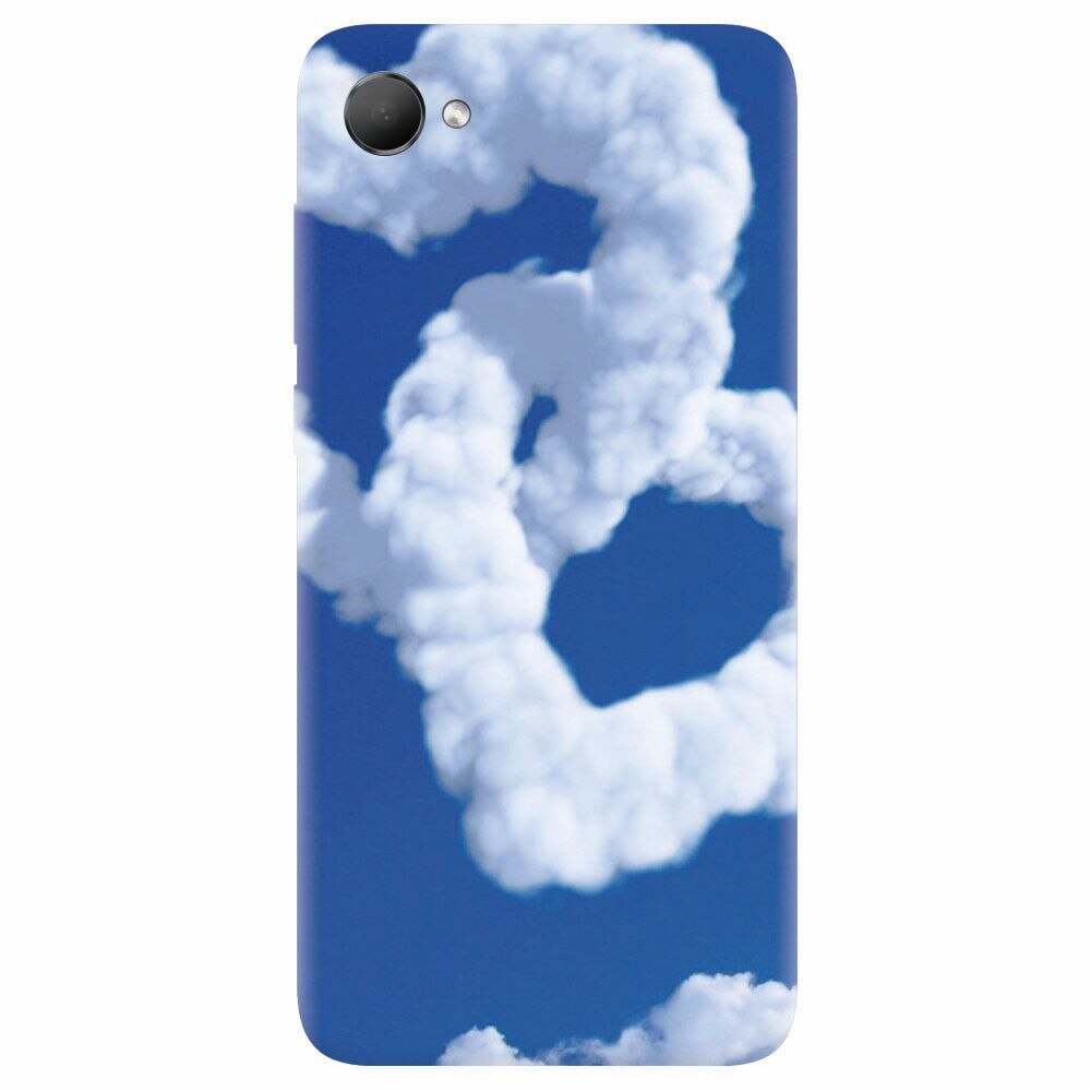 Husa silicon pentru Htc Desire 12, Heart Shaped Clouds Blue Sky