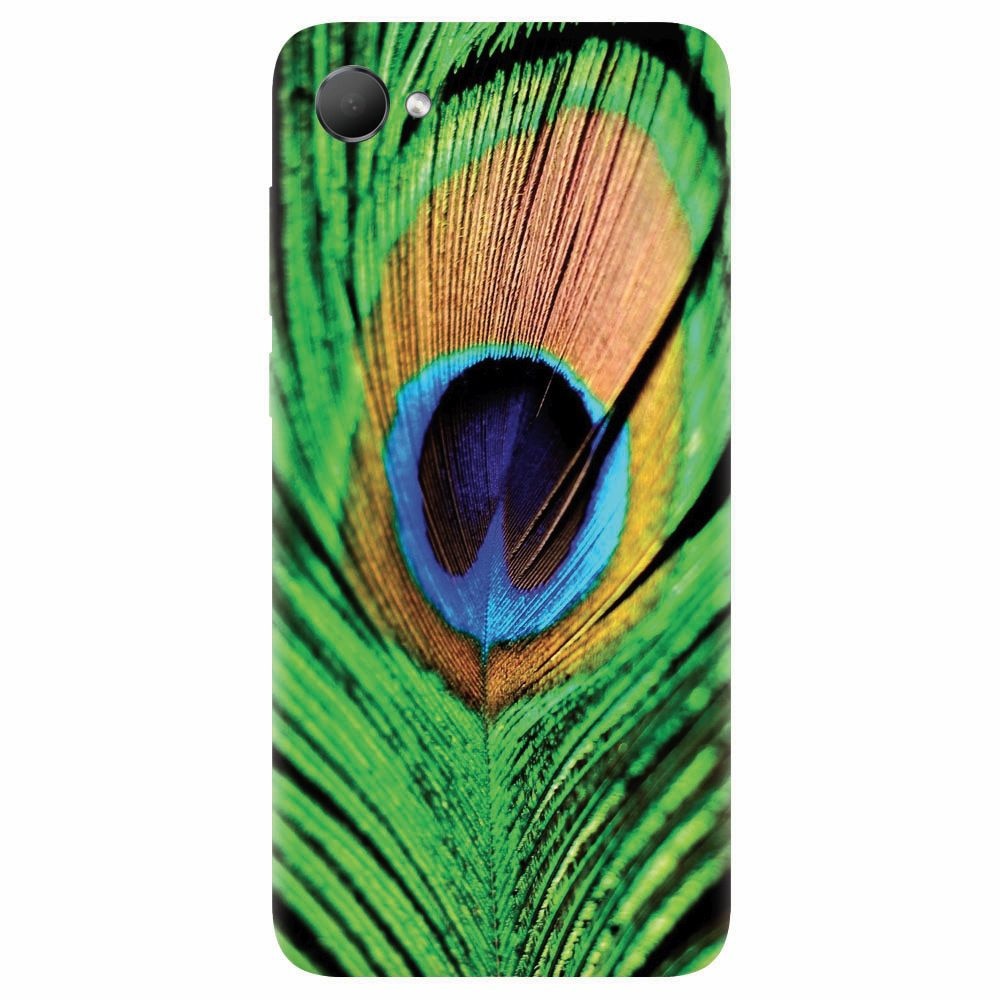 Husa silicon pentru Htc Desire 12, Peacock Feather Green Blue