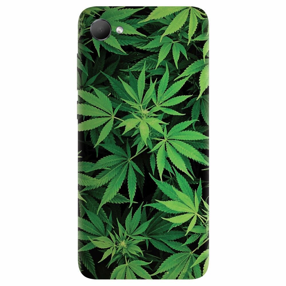 Husa silicon pentru Htc Desire 12, Green Leaf Pattern