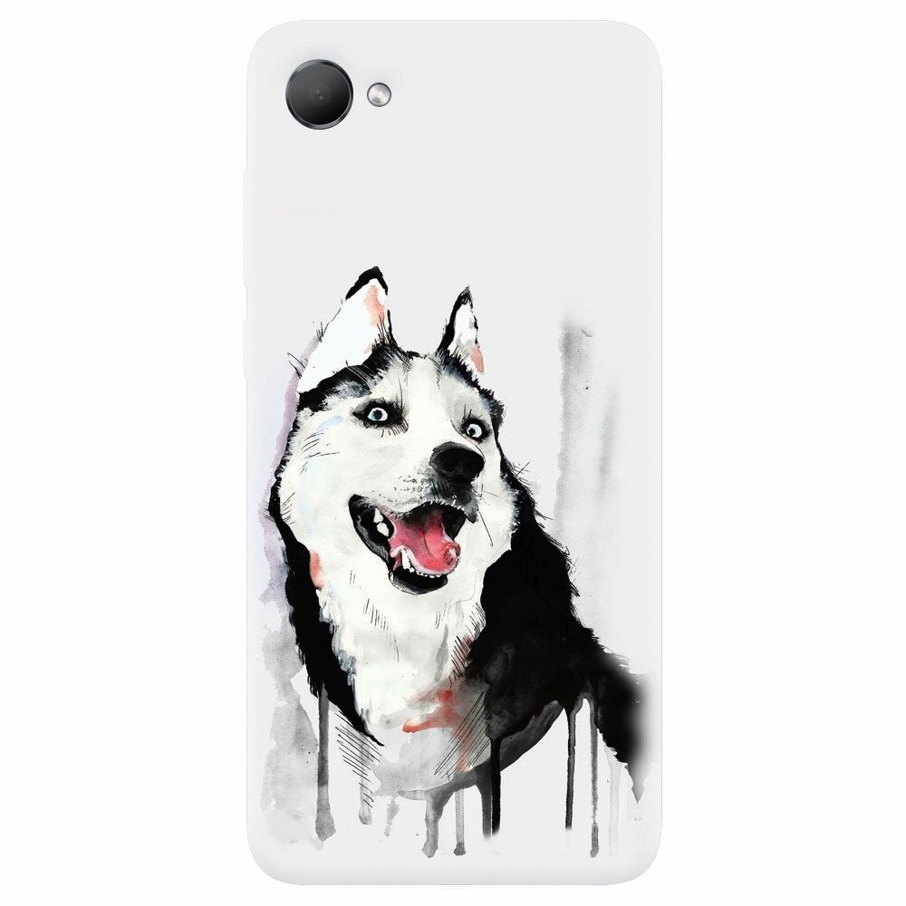 Husa silicon pentru Htc Desire 12, Husky Dog Watercolor Illustration
