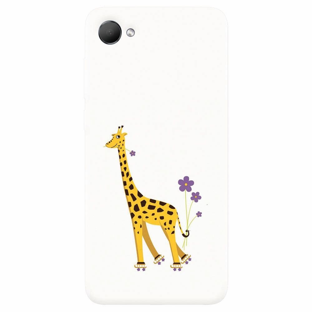 Husa silicon pentru Htc Desire 12, Rollerskating Girafe Illustration