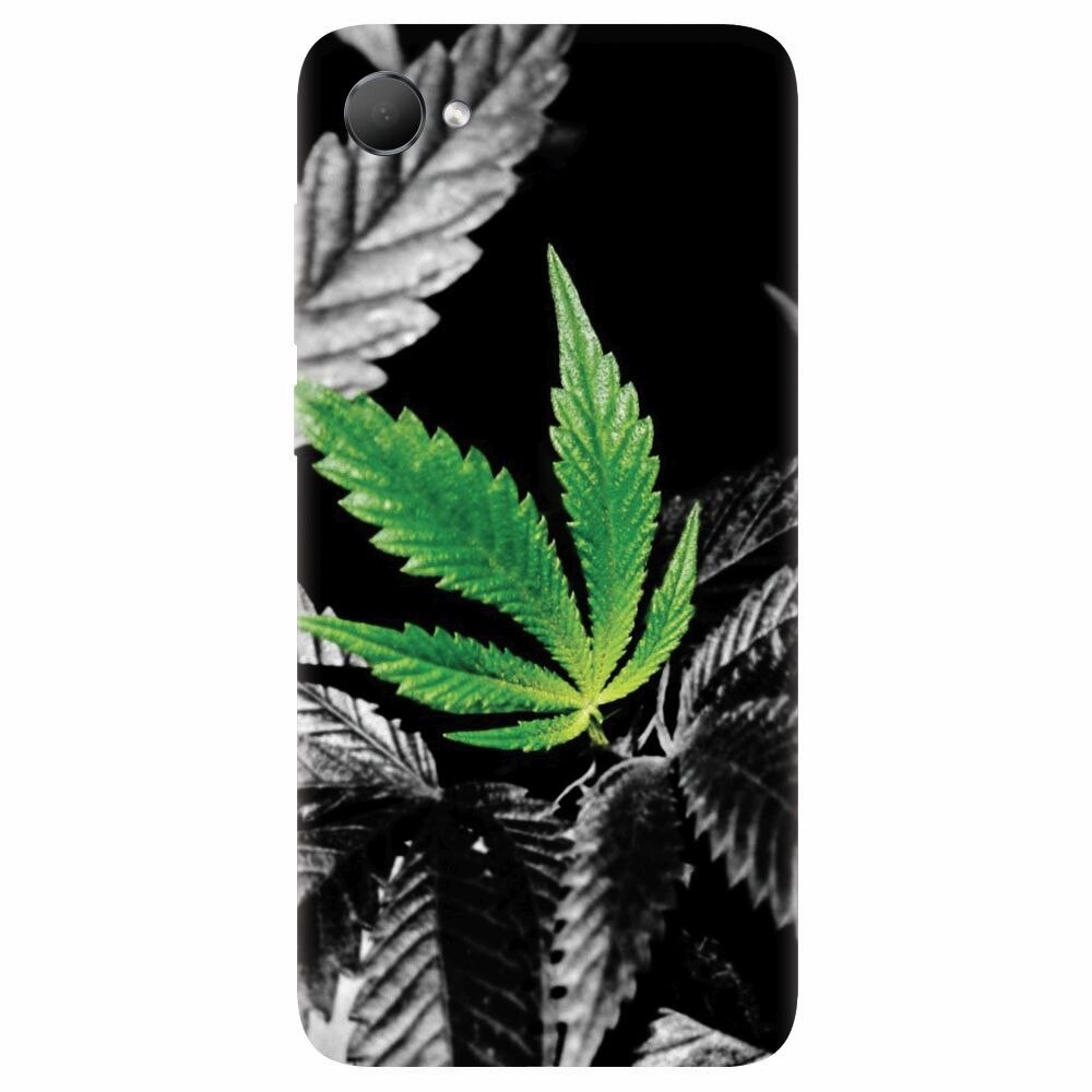 Husa silicon pentru Htc Desire 12, Trippy Pot Leaf Green