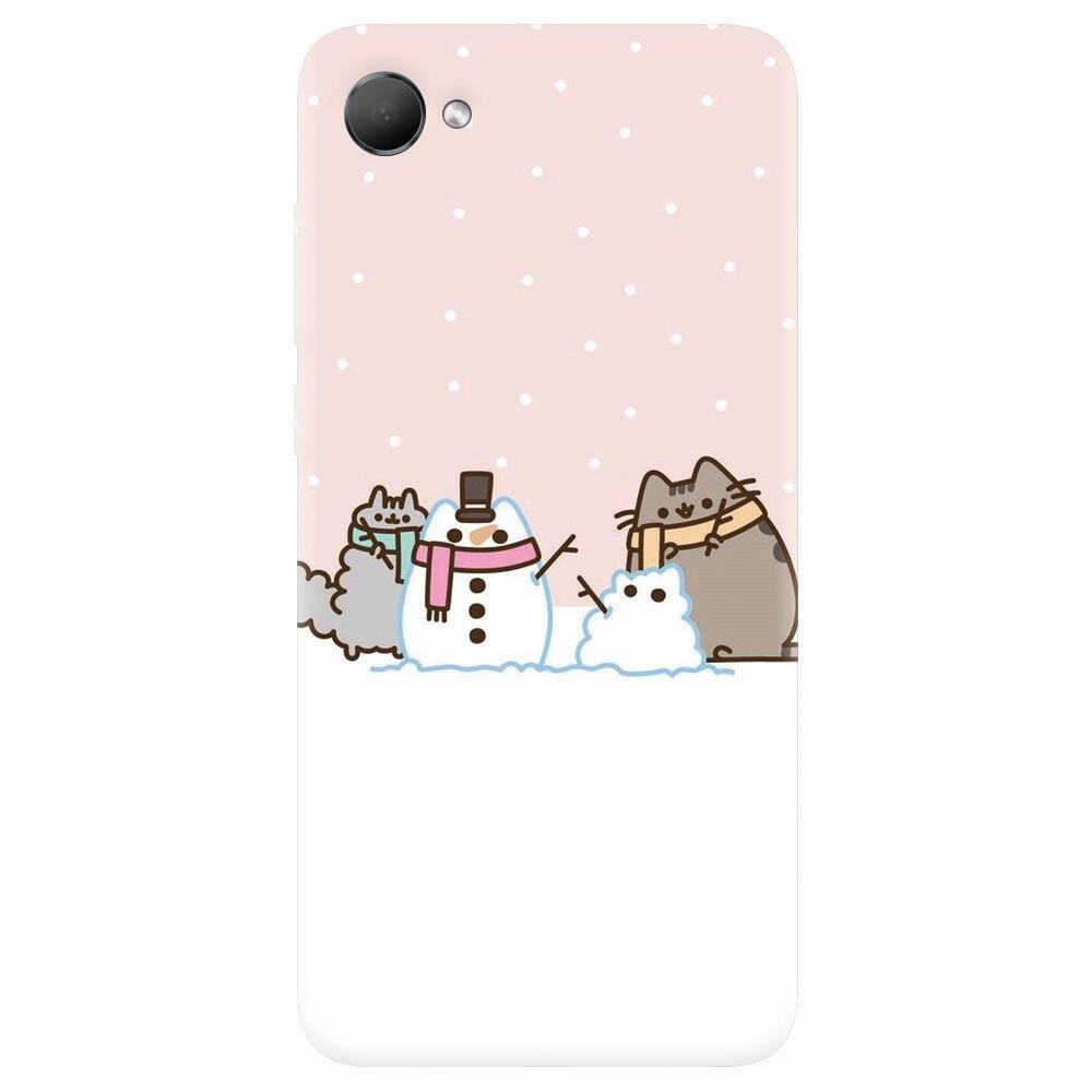 Husa silicon pentru Htc Desire 12, Cat And Snowman