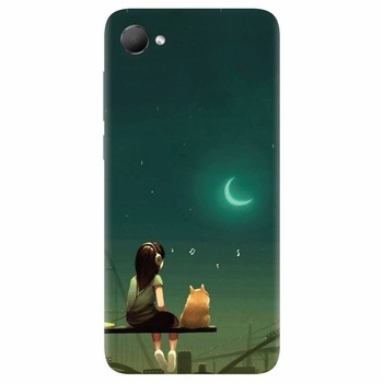 Husa silicon pentru Htc Desire 12, Cat And Girl Husa silicon pentru Htc Desire 12, Cat And Girl