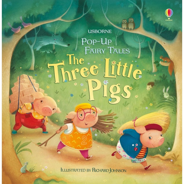 Carte "Pop-up three little pigs", cu coperta tare, 3 ani+, Usborne