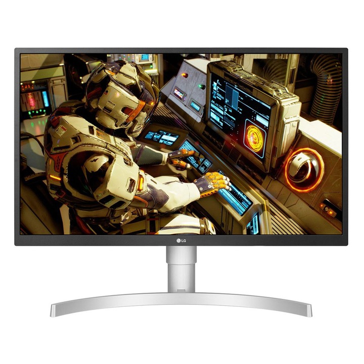 Monitor gaming LED IPS LG 27", 4K UHD, DisplayPort, FreeSync, HDR 10, Vesa, Alb, 27UL550-W