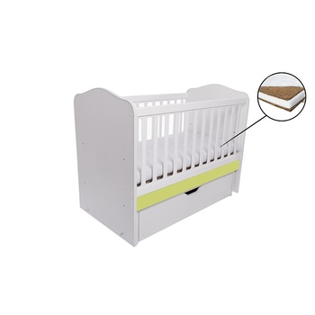 Patut eurogloria como balansoar - alb cu verde + saltea cocos 7 cm Patut eurogloria como balansoar - alb cu verde + saltea cocos 7 cm