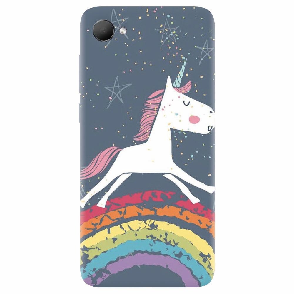 Husa silicon pentru Htc Desire 12, Unicorn Rainbow