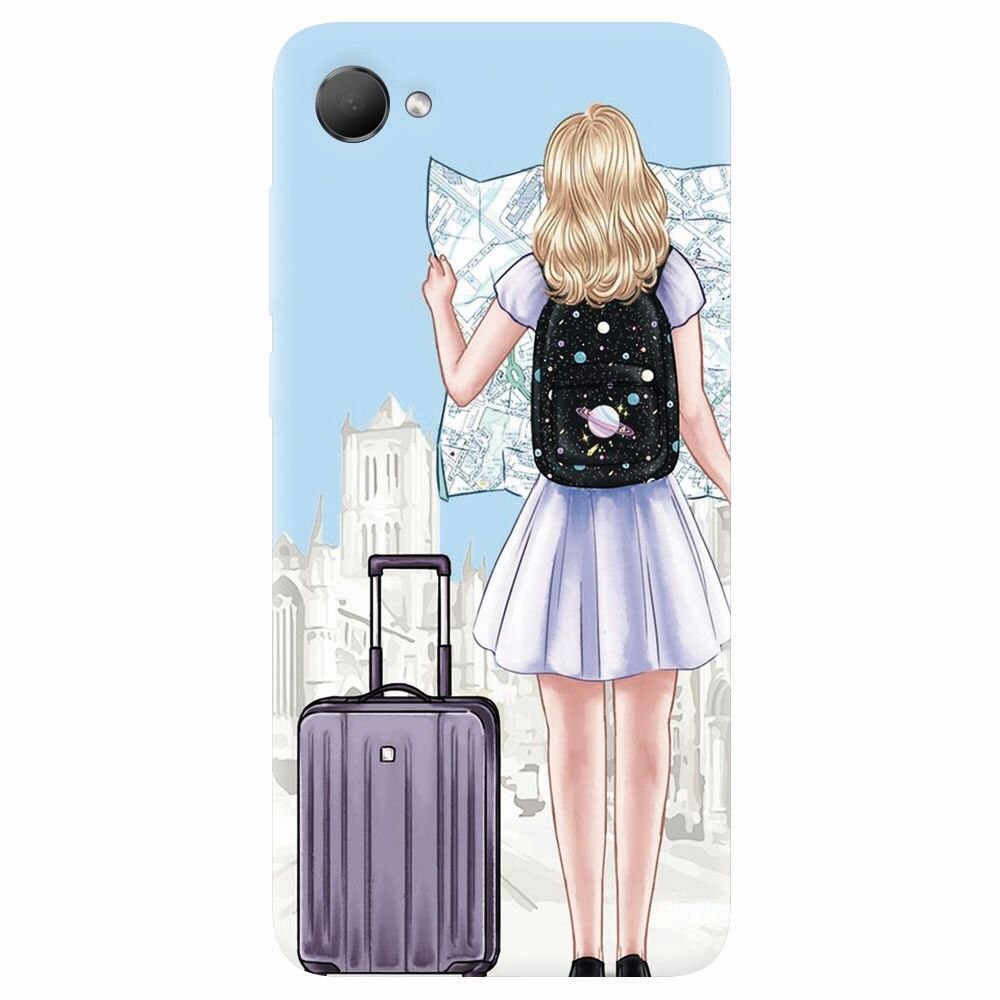 Husa silicon pentru Htc Desire 12, Travel Girl Searching On Map