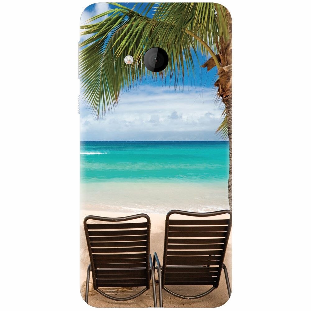 Husa silicon pentru Htc U play, Beach Chairs Palm Tree Seaside