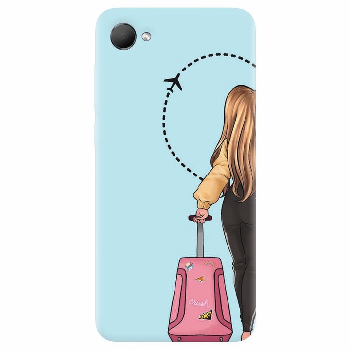 Силиконов кейс съвместим с Htc Desire 12, Travel Girl