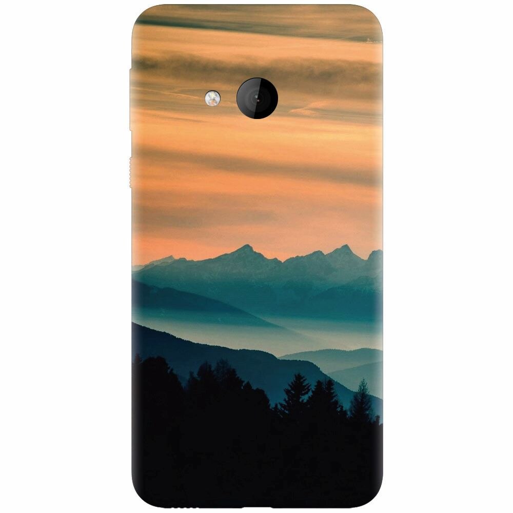 Husa silicon pentru Htc U play, Blue Mountains Orange Clouds Sunset Landscape