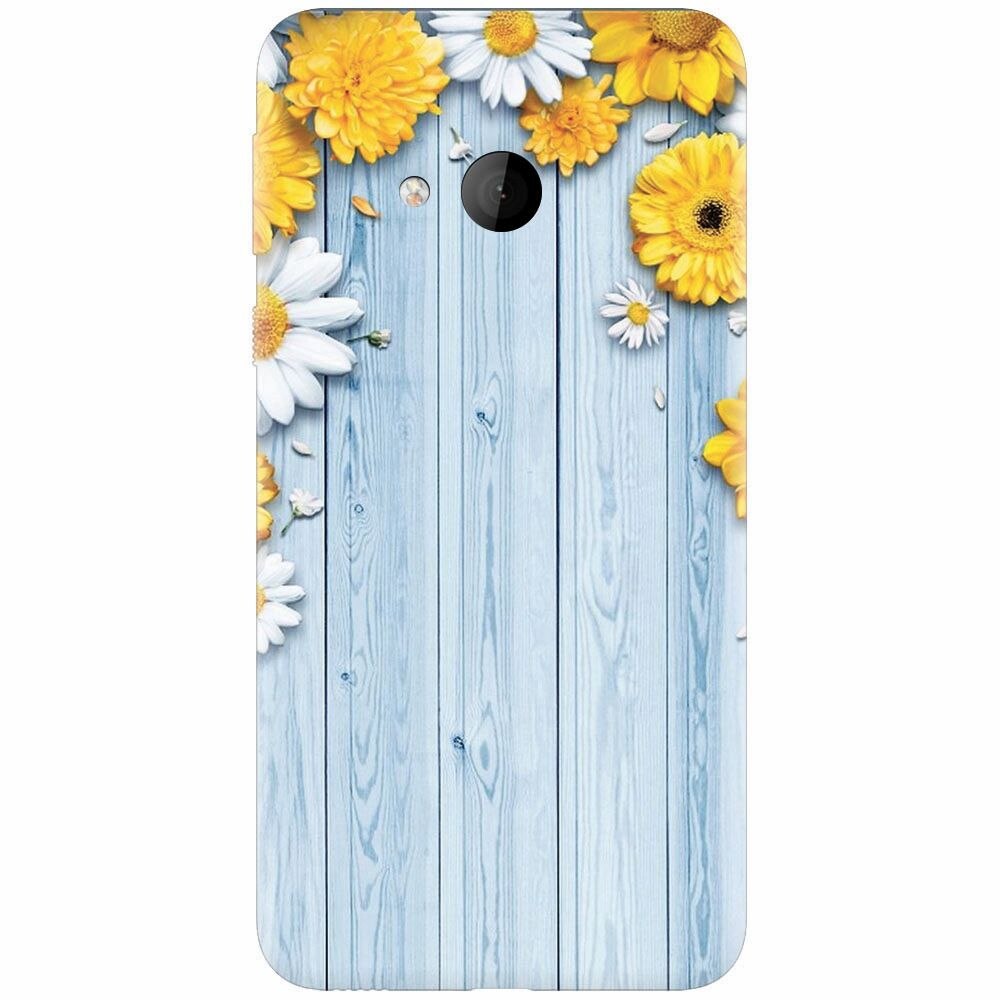Husa silicon pentru Htc U play, Sunflower On Blue Wood