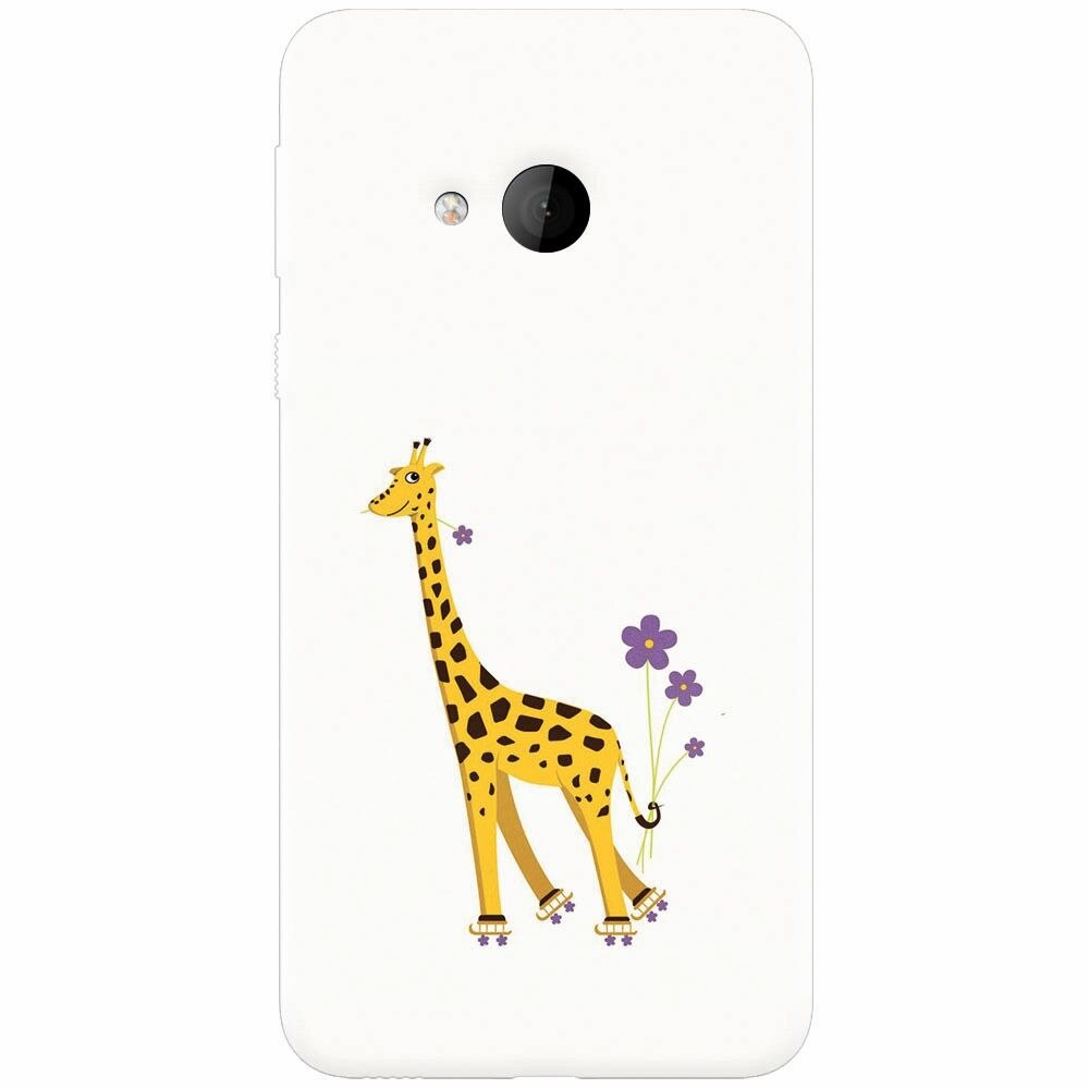 Husa silicon pentru Htc U play, Rollerskating Girafe Illustration