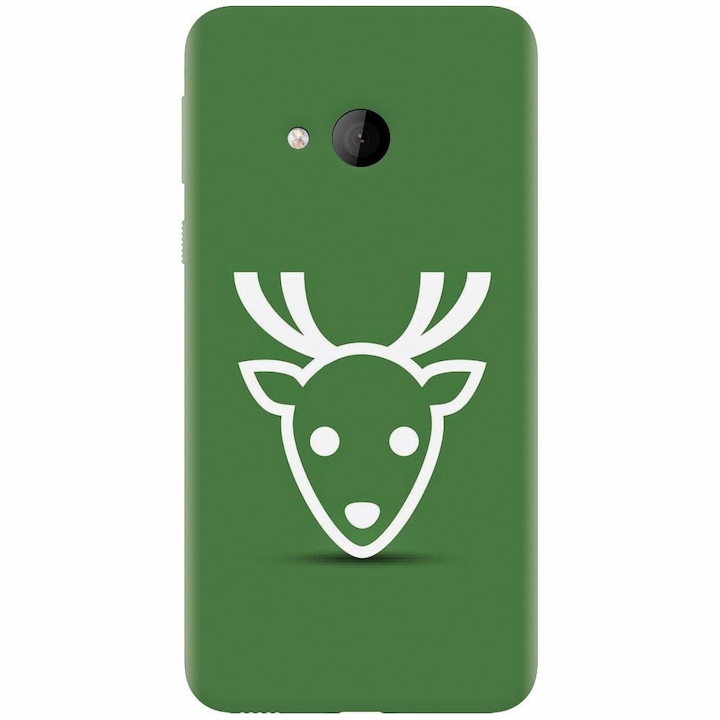 Husa din silicon compatibila cu Htc U play, Minimal Reindeer Illustration Green