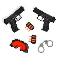 Set arme de jucarie pentru copii, model set de politie cu 2 pistoale, catuse si ochelari