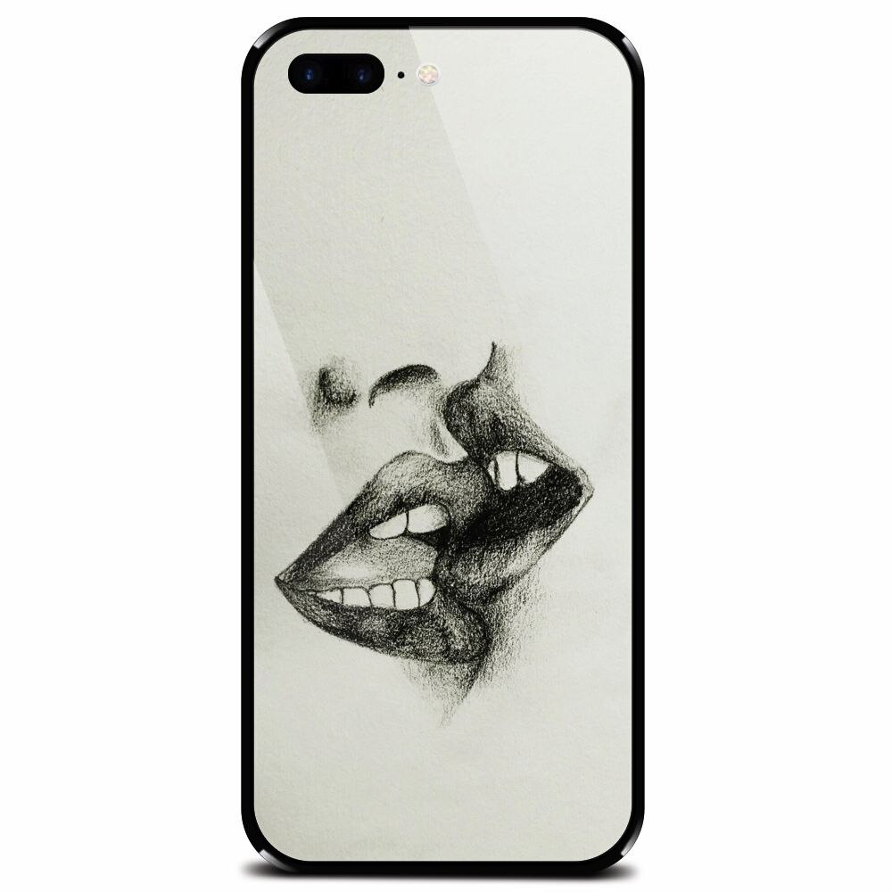 Husa din sticla securizata pentru Apple iPhone 7 Plus, Kiss