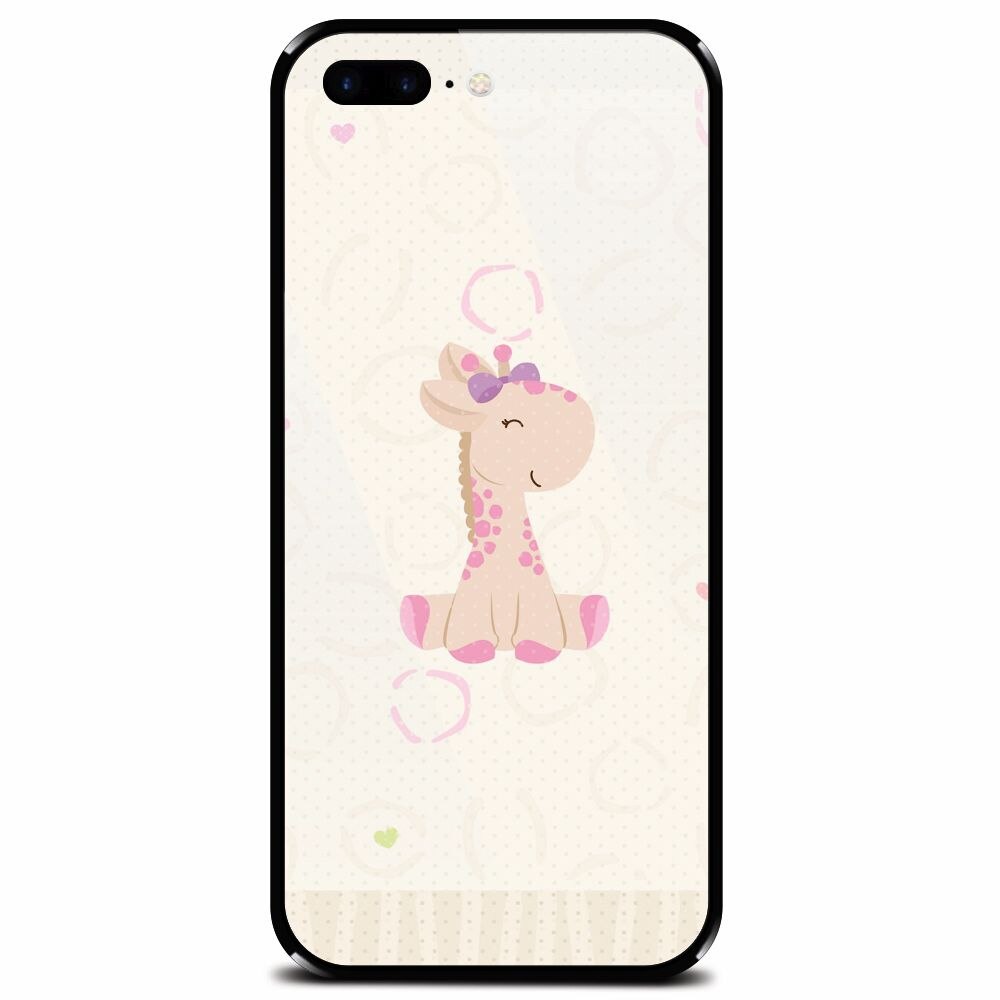 Husa din sticla securizata pentru Apple iPhone 7 Plus, Giraffe Cute