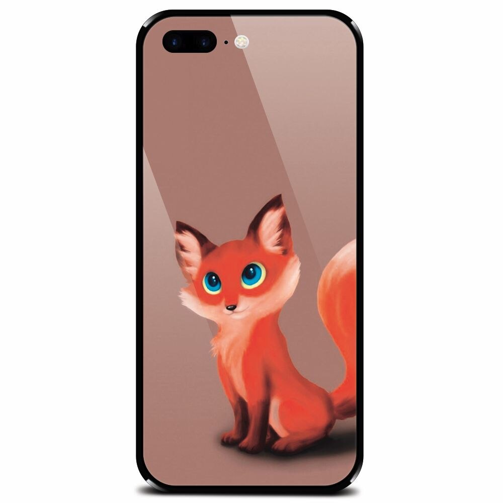Husa din sticla securizata pentru Apple iPhone 7 Plus, Fox Cartoon Animal And