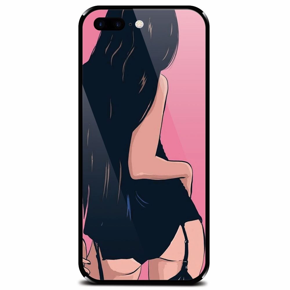 Husa din sticla securizata pentru Apple iPhone 7 Plus, Girl With Long Hair