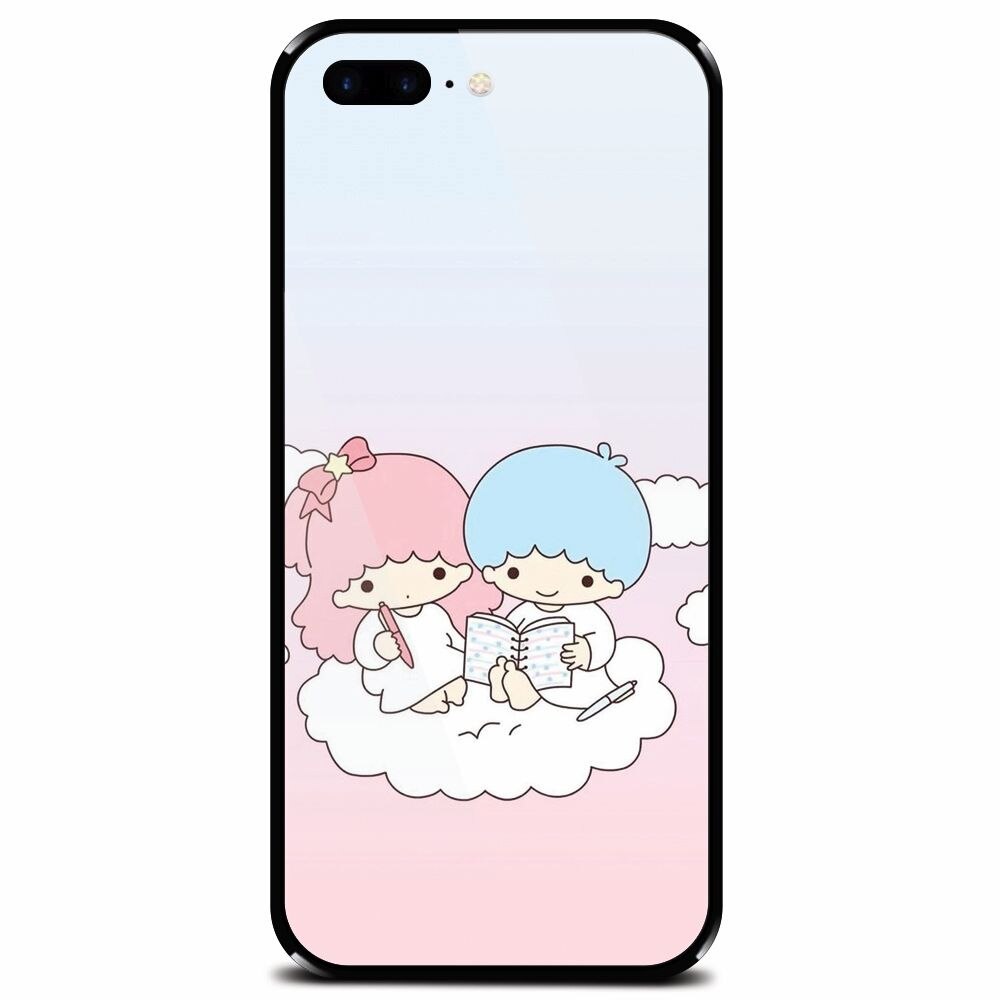 Husa din sticla securizata pentru Apple iPhone 7 Plus, Little Twins On Cloud