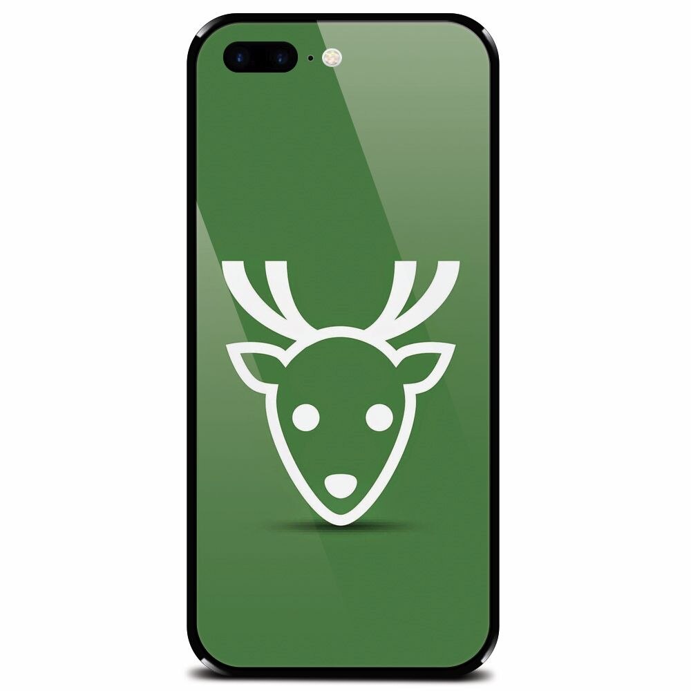 Husa din sticla securizata pentru Apple iPhone 7 Plus, Minimal Reindeer Illustration Green