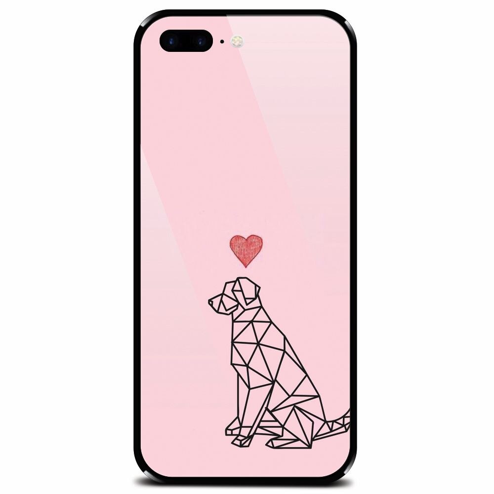 Husa din sticla securizata pentru Apple iPhone 7 Plus, Love Dog