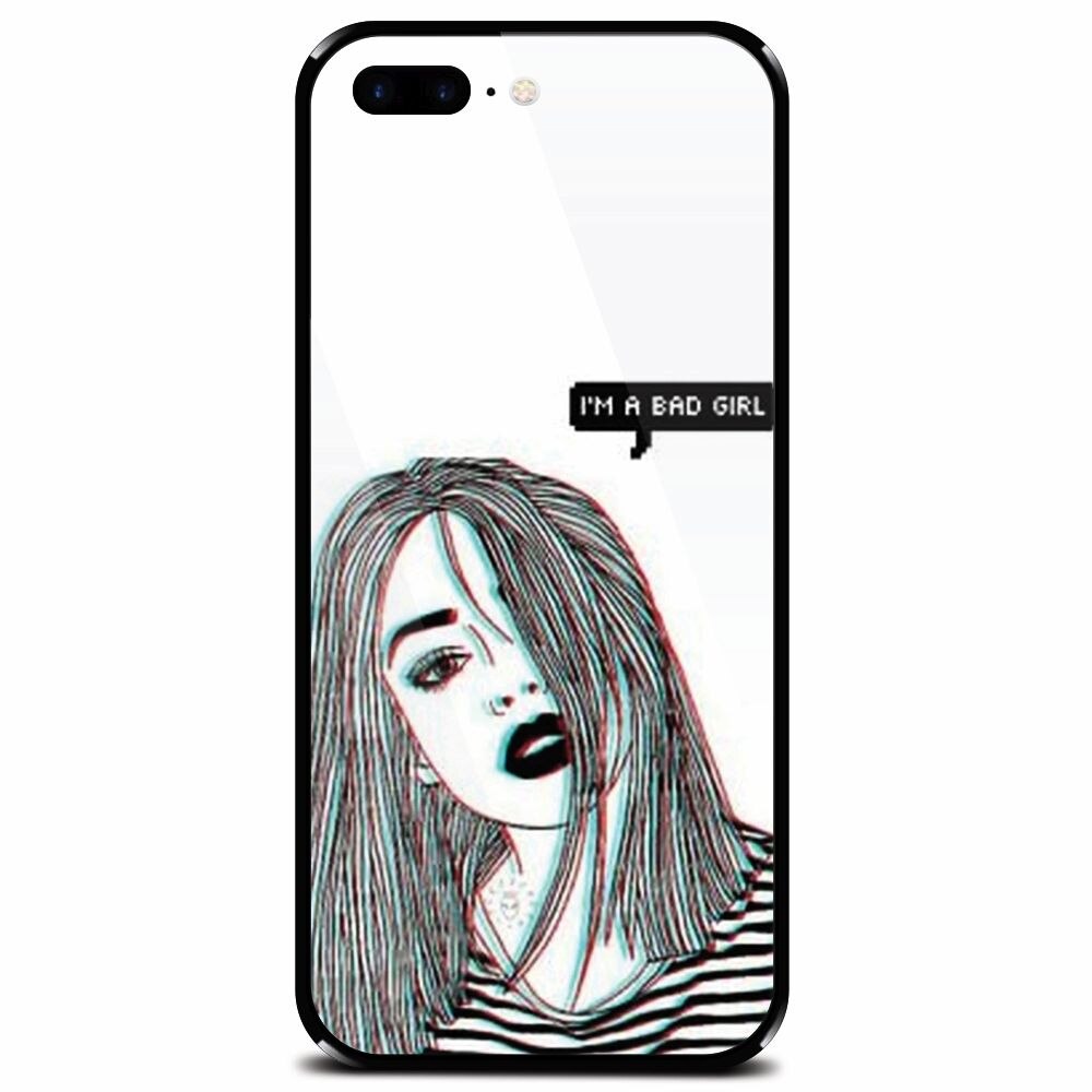 Husa din sticla securizata pentru Apple iPhone 7 Plus, Im A Bad Girl