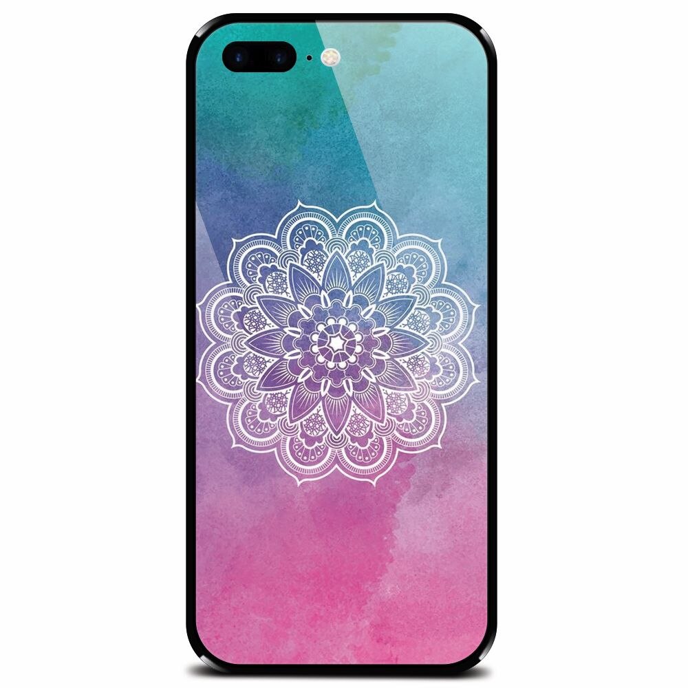 Husa din sticla securizata pentru Apple iPhone 7 Plus, Mandala