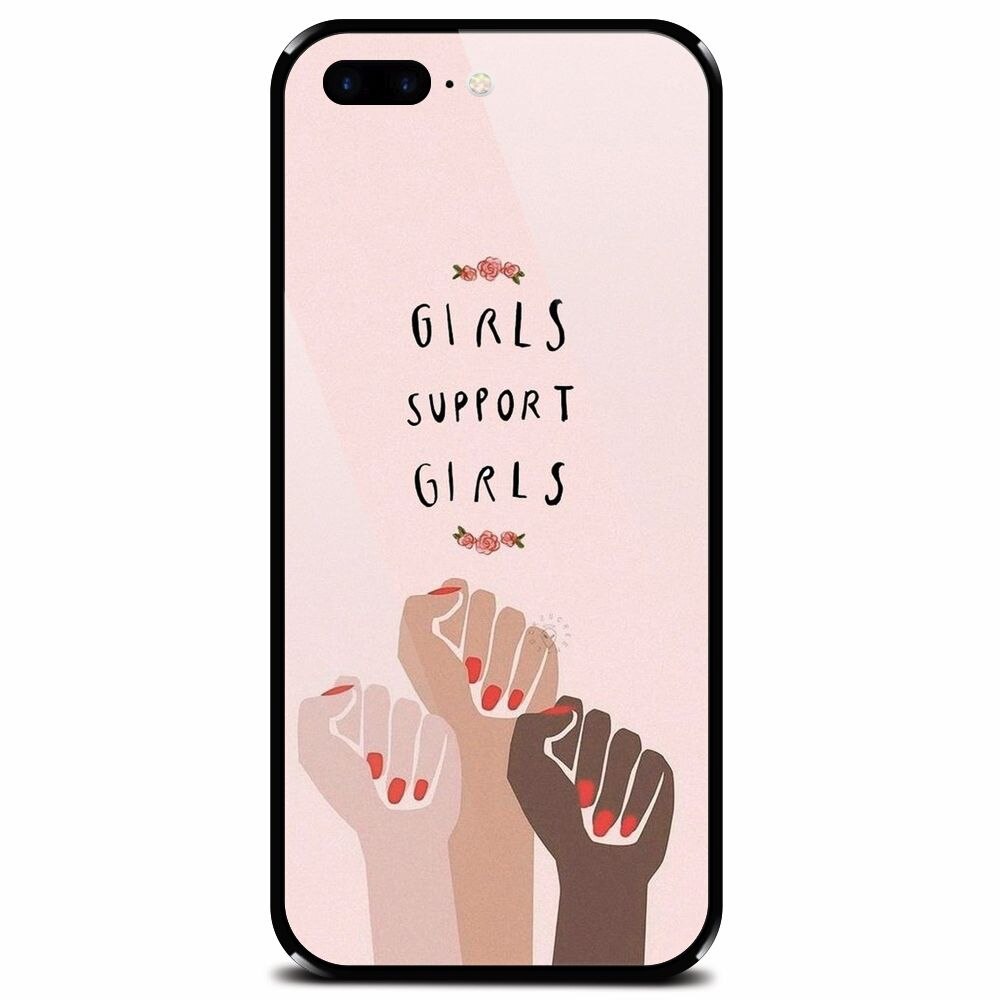 Husa din sticla securizata pentru Apple iPhone 7 Plus, Girls Supportgirls