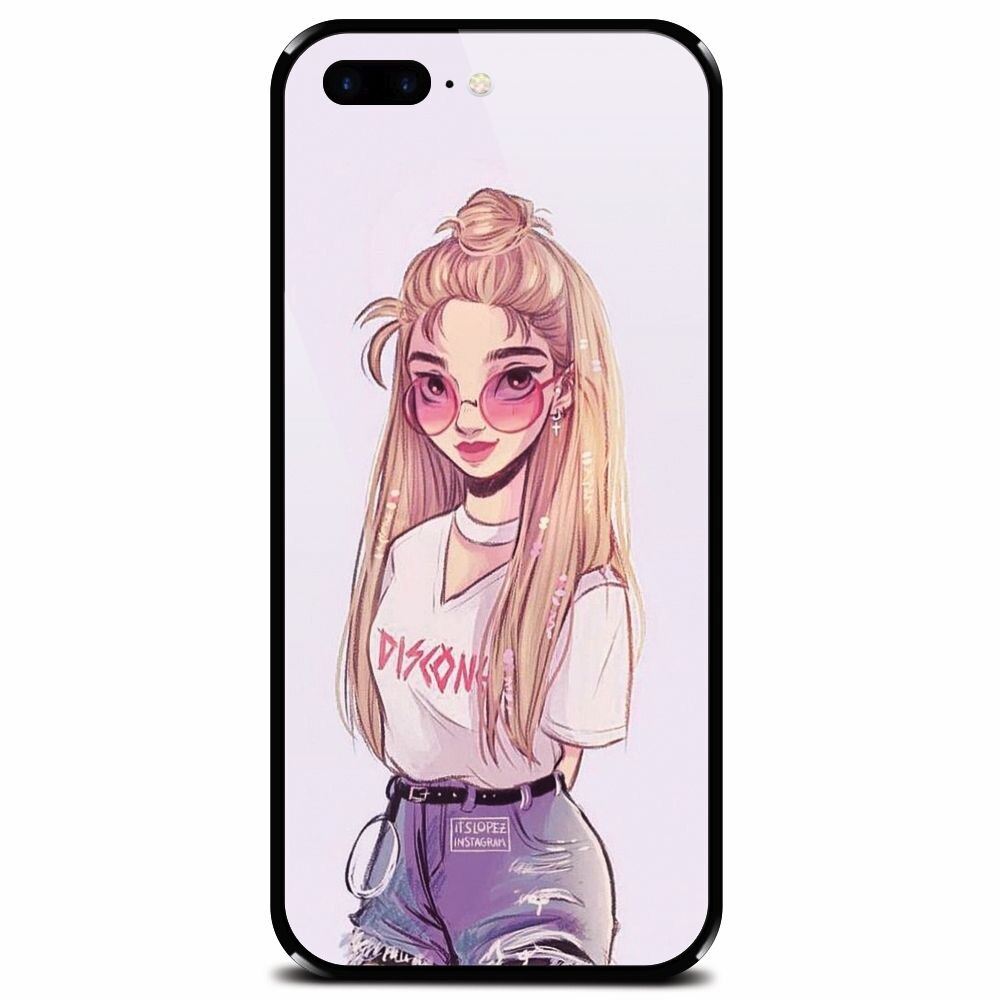Husa din sticla securizata pentru Apple iPhone 7 Plus, Girl Look