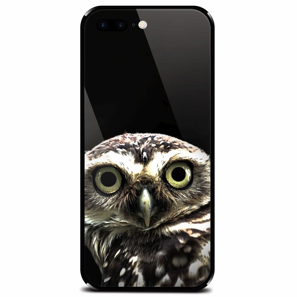 Husa din sticla securizata pentru Apple iPhone 7 Plus, Owl In The Dark