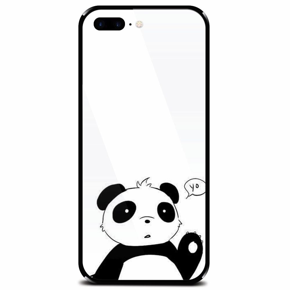 Husa din sticla securizata pentru Apple iPhone 7 Plus, Panda Cellphone