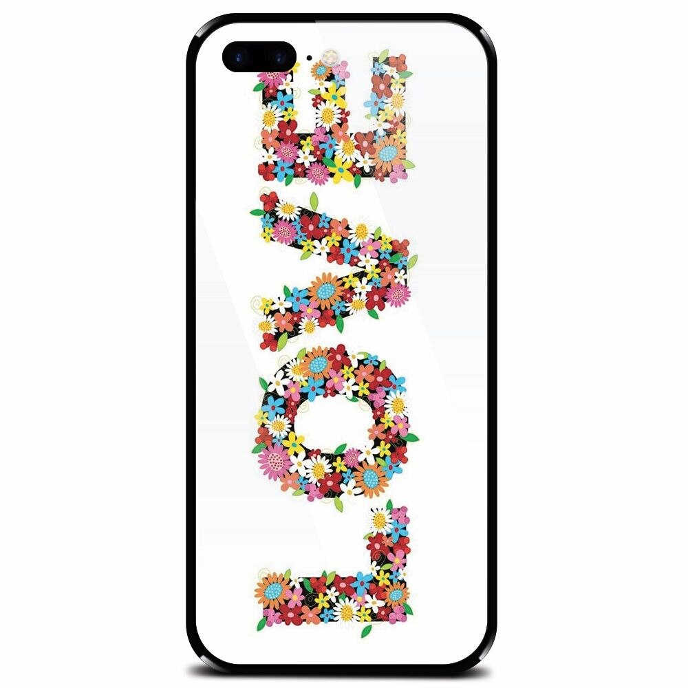 Husa din sticla securizata pentru Apple iPhone 7 Plus, Love Made By Flowers