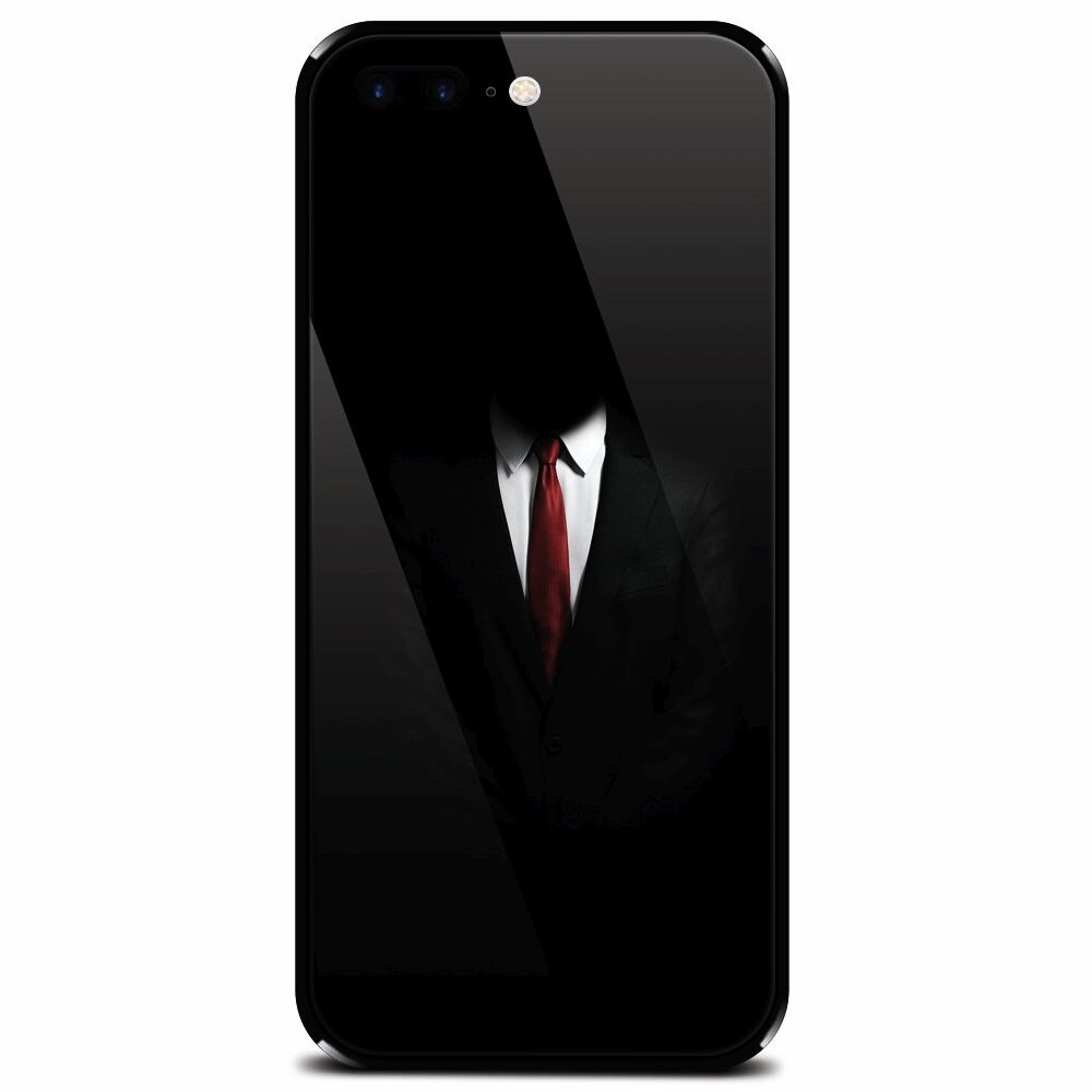 Husa din sticla securizata pentru Apple iPhone 8 Plus, Mystery Man In Suit