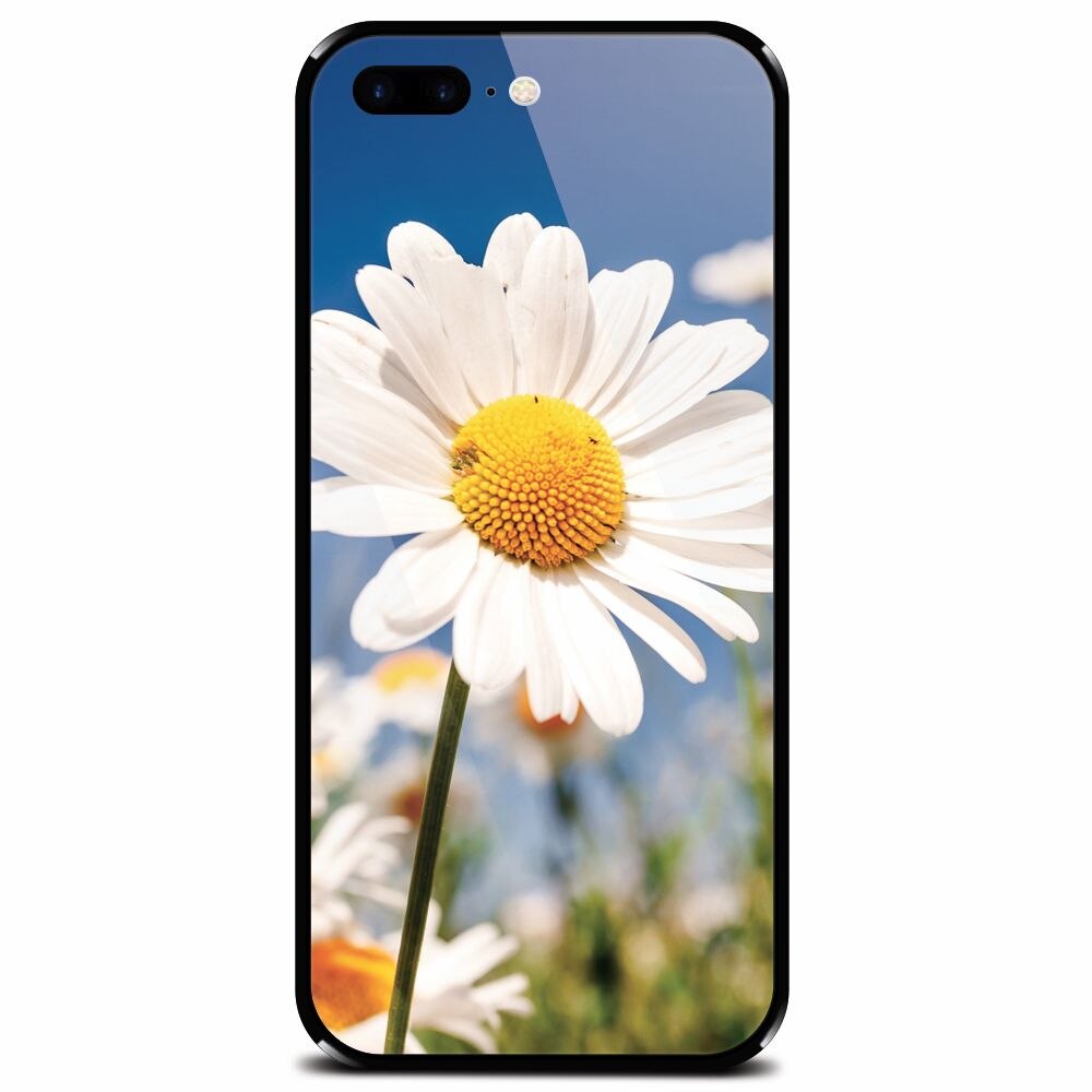 Husa din sticla securizata pentru Apple iPhone 8 Plus, Daisies Field Flowers