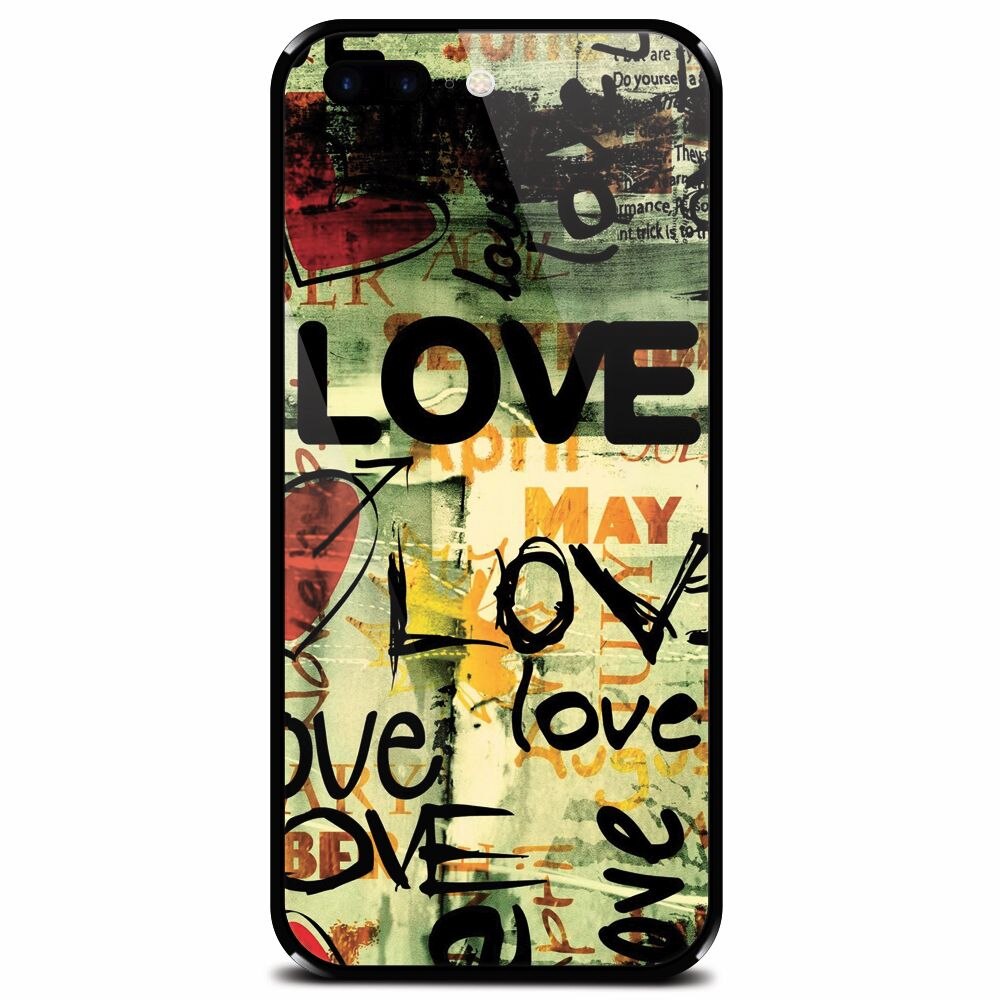 Husa din sticla securizata pentru Apple iPhone 7 Plus, Love Artwork